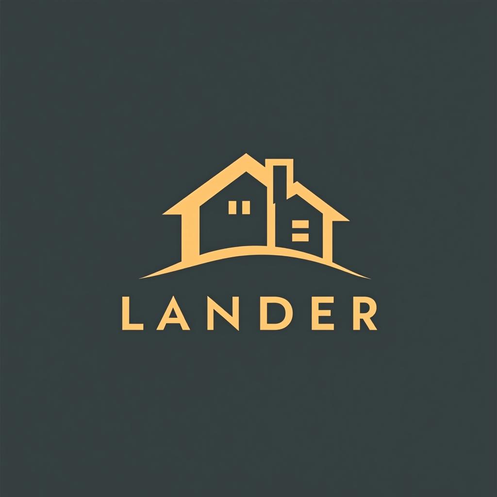  design a logo, logo minimaliste sur le thème de l'immobilier, avec le texte ‘lander’