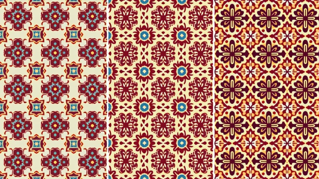  this pattern depicts an indian traditional block print design using the ajrakh pattern of batik. the design comes in three variations to display its traditional design.