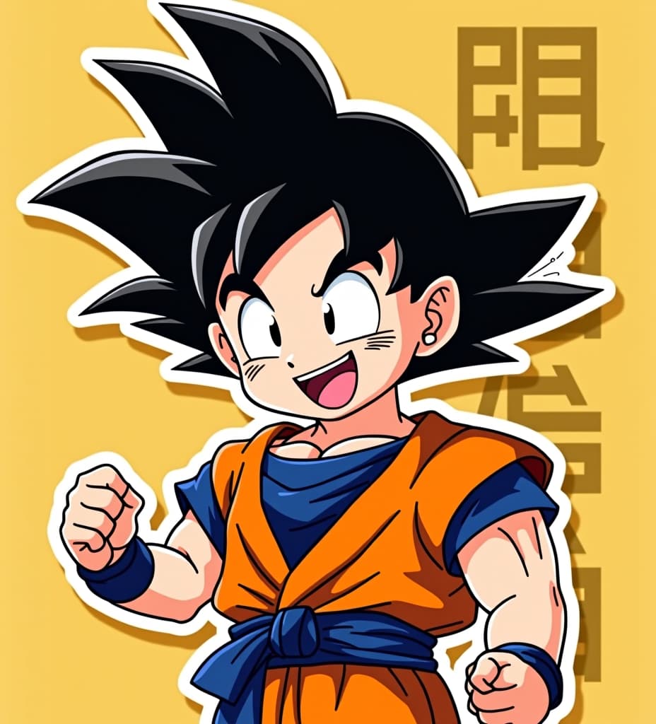  anime, anime sytle, anime image, cartoon, real cartoon, real anime, goku sticker art