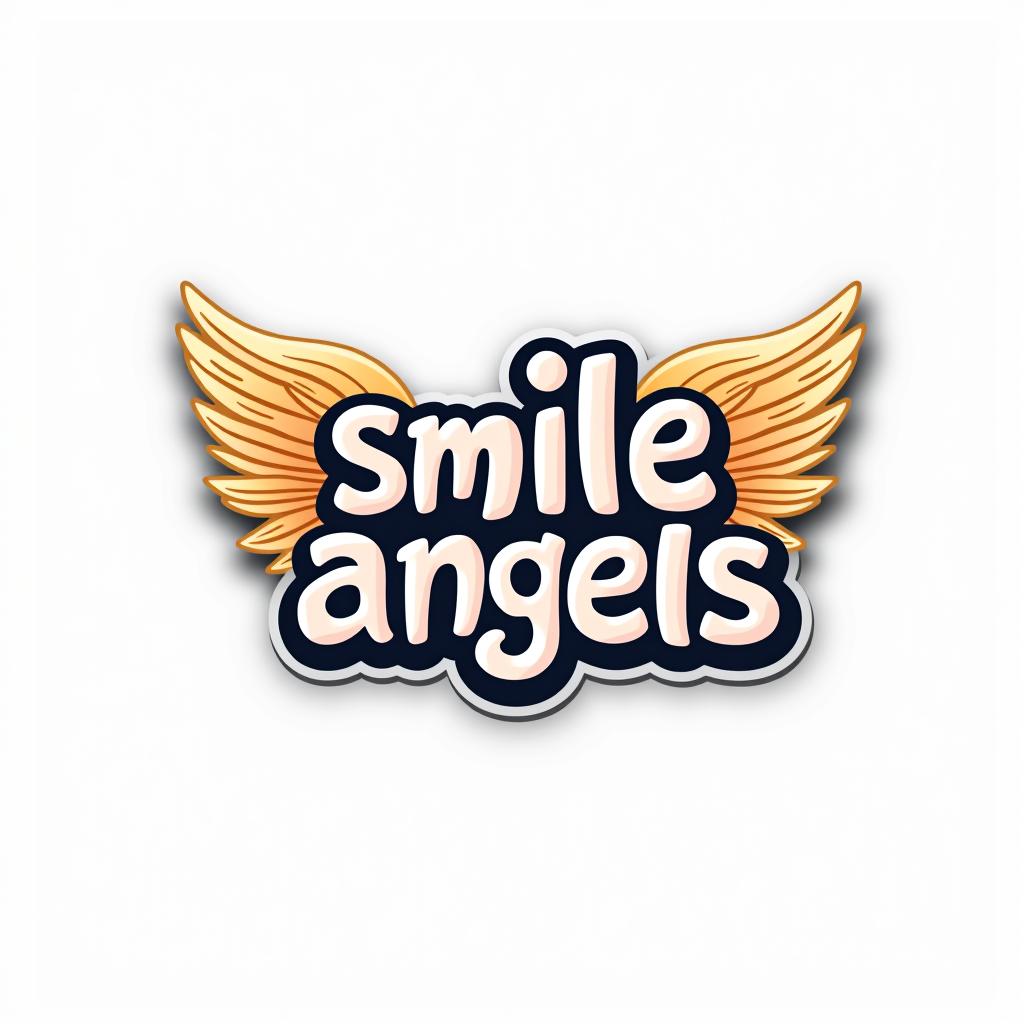  design a logo, in a threedrender style. 水彩スタイル、美しいロゴ、白背景、かっこいい、シンプル。, with the text 'smile angels'.