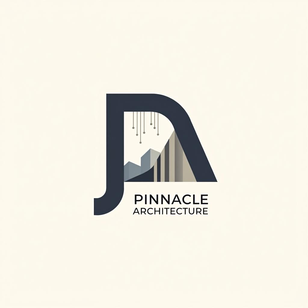  design a logo, create a letterform logo for ‘pinnacle architecture’ focusing on ‘p’ and ‘a’, incorporating architectural elements to represent the company’s high level design expertise.