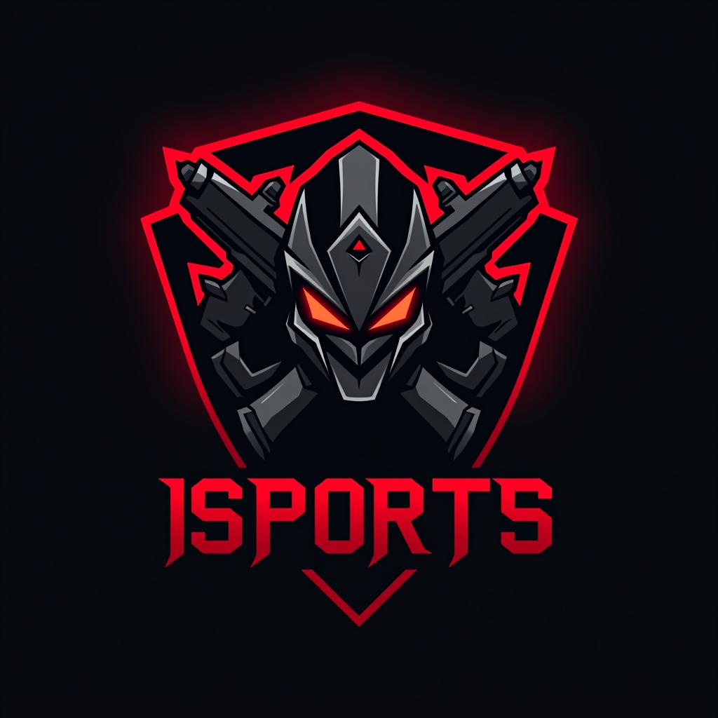  design a logo, esports logo, guns theme, black and red color