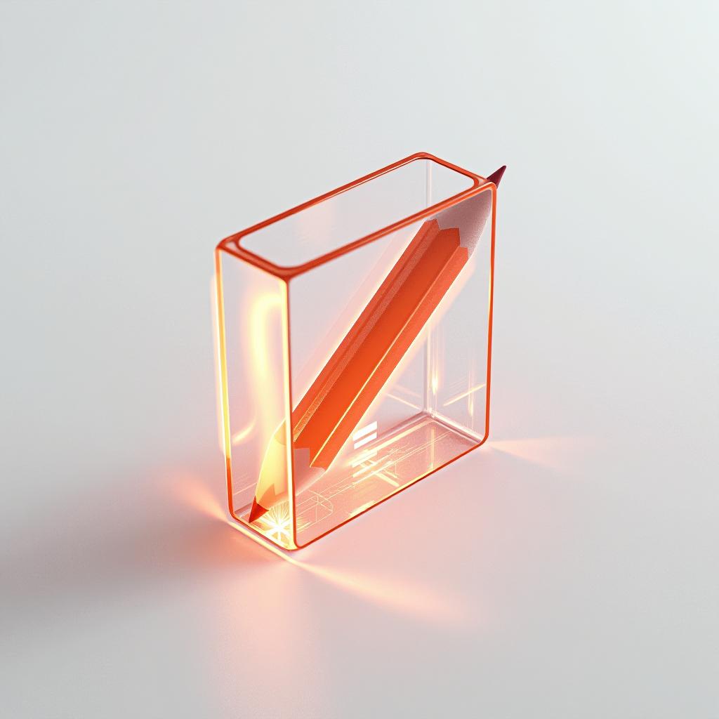  [pencil inside the icon] small icon, peach gradient, white background, frosted glass, transparent sense of science and technology, ultra minimalist appearance, bright color, studio lighting, peach and white background, industrial design, a wealth of details, ultra high definition, dribble, pinterest, ray tracing, isometric view, blender, c4d, oc renderer seed 3062166470 v 6.0 style raw, [[profile view]]