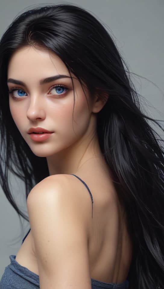 tall skinny very huge small s completely nice long black hair blue eyes very and , trending on art station, (detailed face), ((upper body)), (front view),(masterpiece:1.4),(photorealistic:1.4),(high resolution),(exquisitely detailed),(beautiful detailed light),(ultra_color),(perfect anatomy),best quality,ultra high definition,(cinematic light),<lora:ClothingAdjuster3:-0.5>