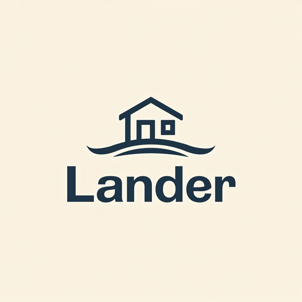  design a logo, minimal line logo in the theme of real estate, with the text ‘lander’