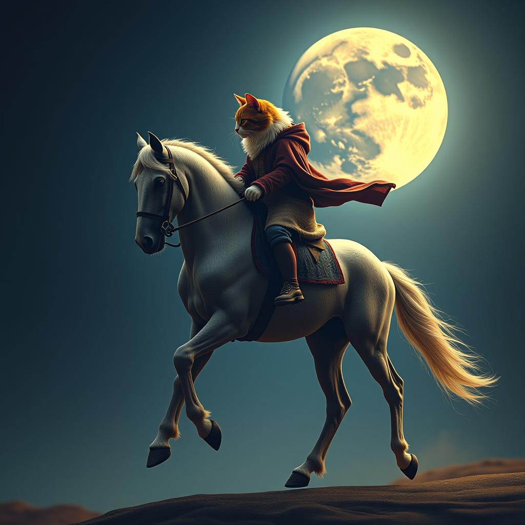  a cat riding a horse, hand drawn, on the moon, light coming from studio light, hdr 4k hyperrealistic, full body, detailed clothing, highly detailed, cinematic lighting, stunningly beautiful, intricate, sharp focus, f/1. 8, 85mm, (centered image composition), (professionally color graded), ((bright soft diffused light)), volumetric fog, trending on instagram, trending on tumblr, HDR 4K, 8K