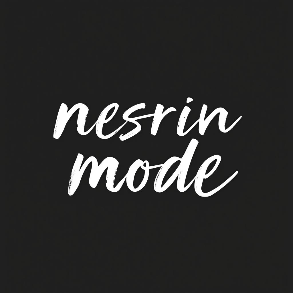  design a logo, nesrin mode hintergrund schwarz schrift weiß schreibschrift , with the text 'nesrin mode '.