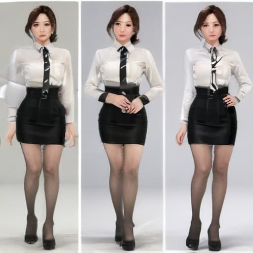 Korean系　Officelady standing pose full mesh inner only color