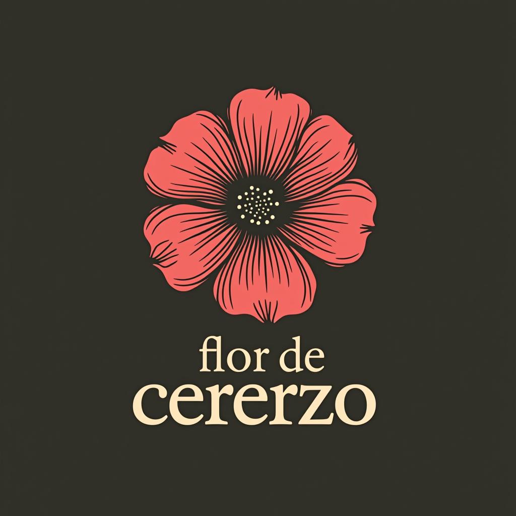  design a logo, una flor de cerezo sería la idea medio vintage , with the text 'flor de cerezo '.