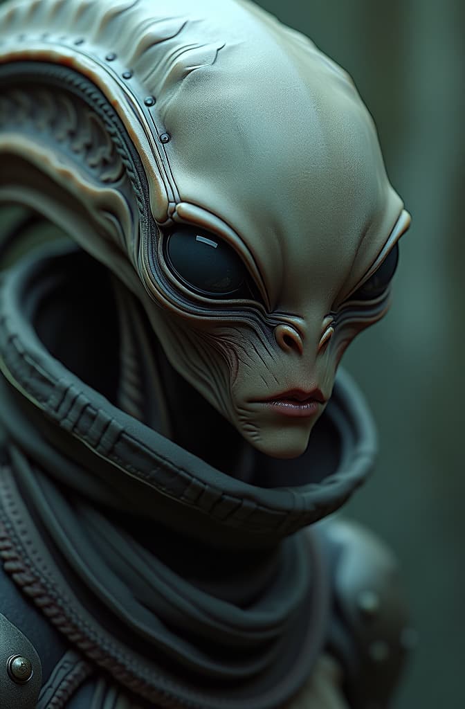  alien from area 51, realistic, portrait, art by donato giancola and greg rutkowski, realistic face, digital art, trending on artstation hyperrealistic, full body, detailed clothing, highly detailed, cinematic lighting, stunningly beautiful, intricate, sharp focus, f/1. 8, 85mm, (centered image composition), (professionally color graded), ((bright soft diffused light)), volumetric fog, trending on instagram, trending on tumblr, HDR 4K, 8K