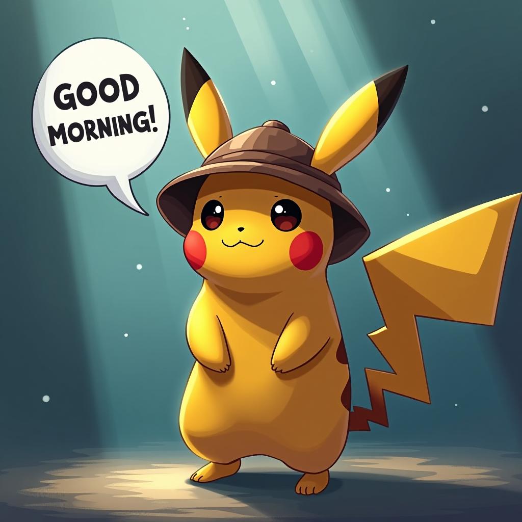  detective pikachu saying good morning