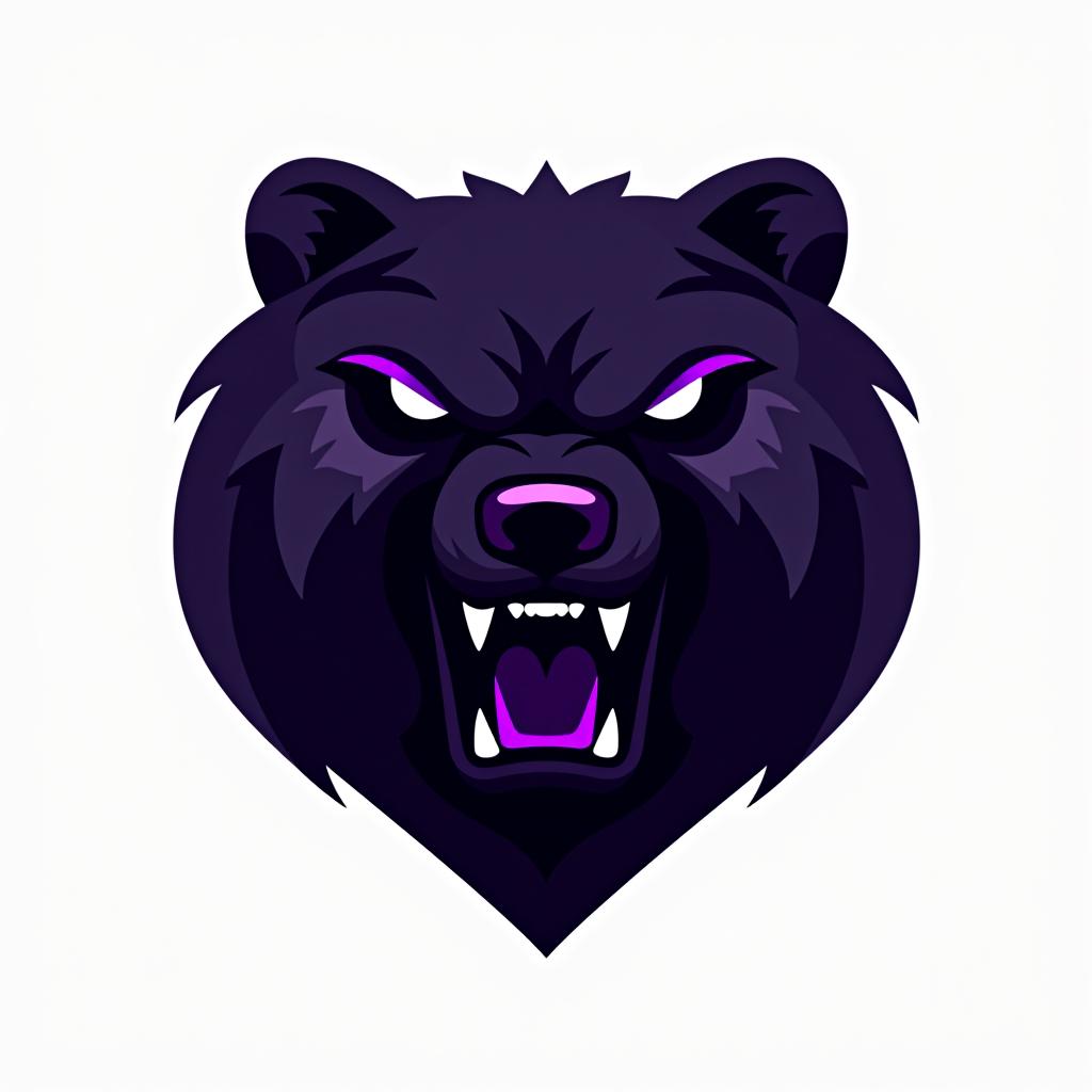  design a logo, esports logo, angry bear, black and purple color