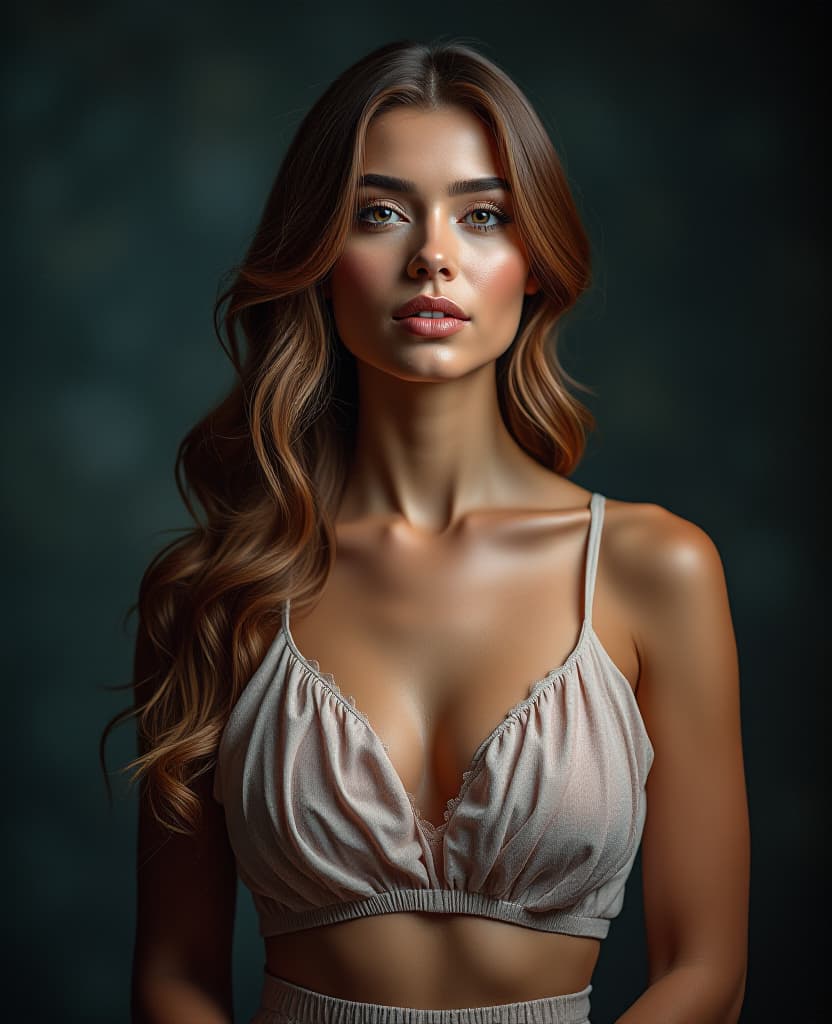  hdr photo of beautiful man, model, with beautiful makeup, in a dress, with a high waist, on a dark background . high dynamic range, vivid, rich details, clear shadows and highlights, realistic, intense, enhanced contrast, highly detailed