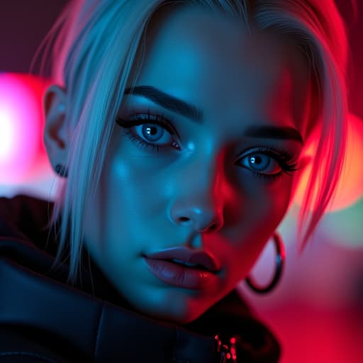  ultra realistic close up portrait ((beautiful pale cyberpunk female with heavy black eyeliner)), blue eyes, shaved side haircut, hyper detail, cinematic lighting, magic neon, dark red city, canon eos r3, nikon, f/1.4, iso 200, 1/160s, 8k, raw, unedited, symmetrical balance, in frame, 8k hyperrealistic, full body, detailed clothing, highly detailed, cinematic lighting, stunningly beautiful, intricate, sharp focus, f/1. 8, 85mm, (centered image composition), (professionally color graded), ((bright soft diffused light)), volumetric fog, trending on instagram, trending on tumblr, HDR 4K, 8K