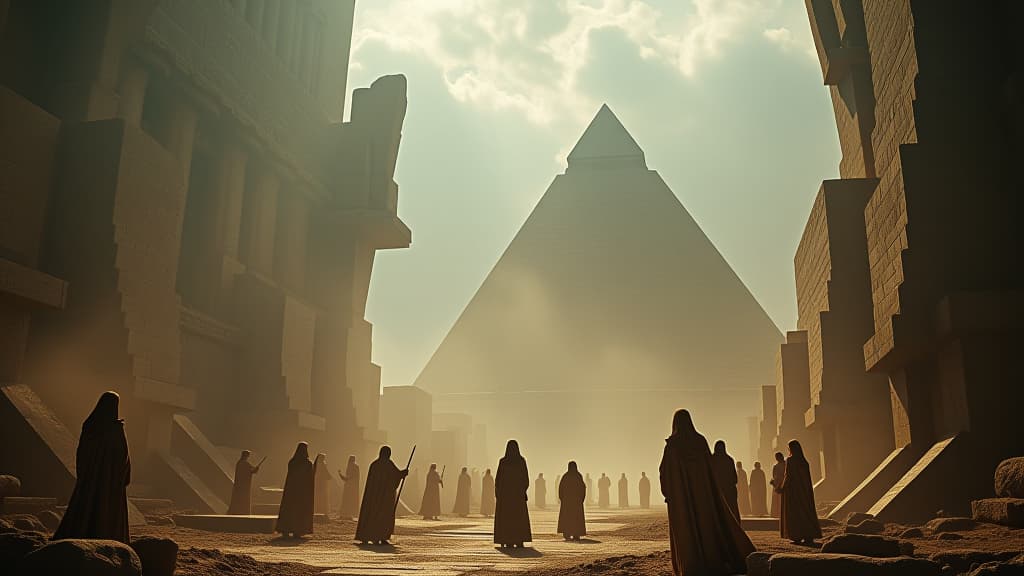  an ethereal scene at the tower of babel, mixing mystical and ancient elements, such as celestial beings guiding the builders. hyperrealistic, full body, detailed clothing, highly detailed, cinematic lighting, stunningly beautiful, intricate, sharp focus, f/1. 8, 85mm, (centered image composition), (professionally color graded), ((bright soft diffused light)), volumetric fog, trending on instagram, trending on tumblr, HDR 4K, 8K