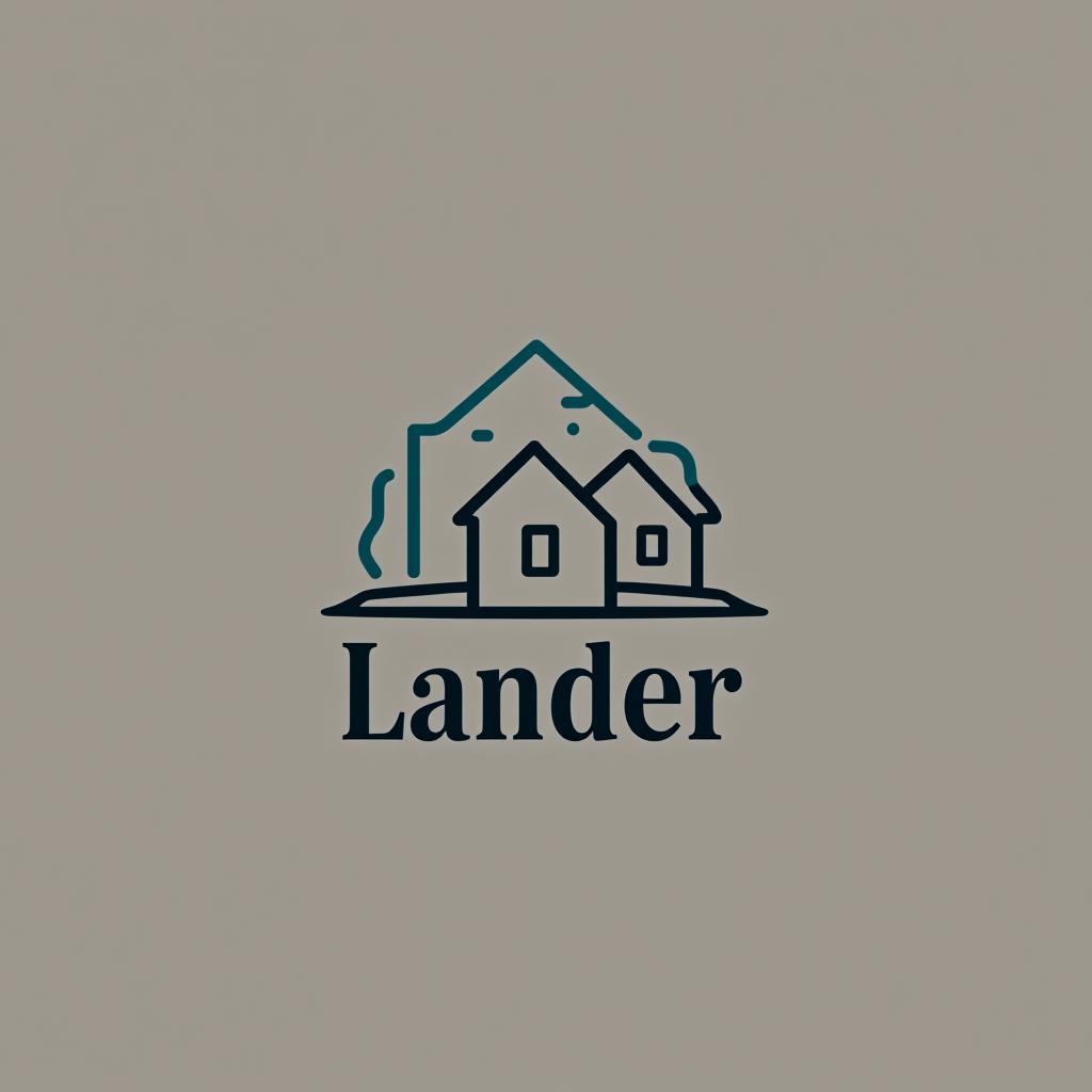  design a logo, minimal line logo in the theme of real estate, with the text ‘lander’