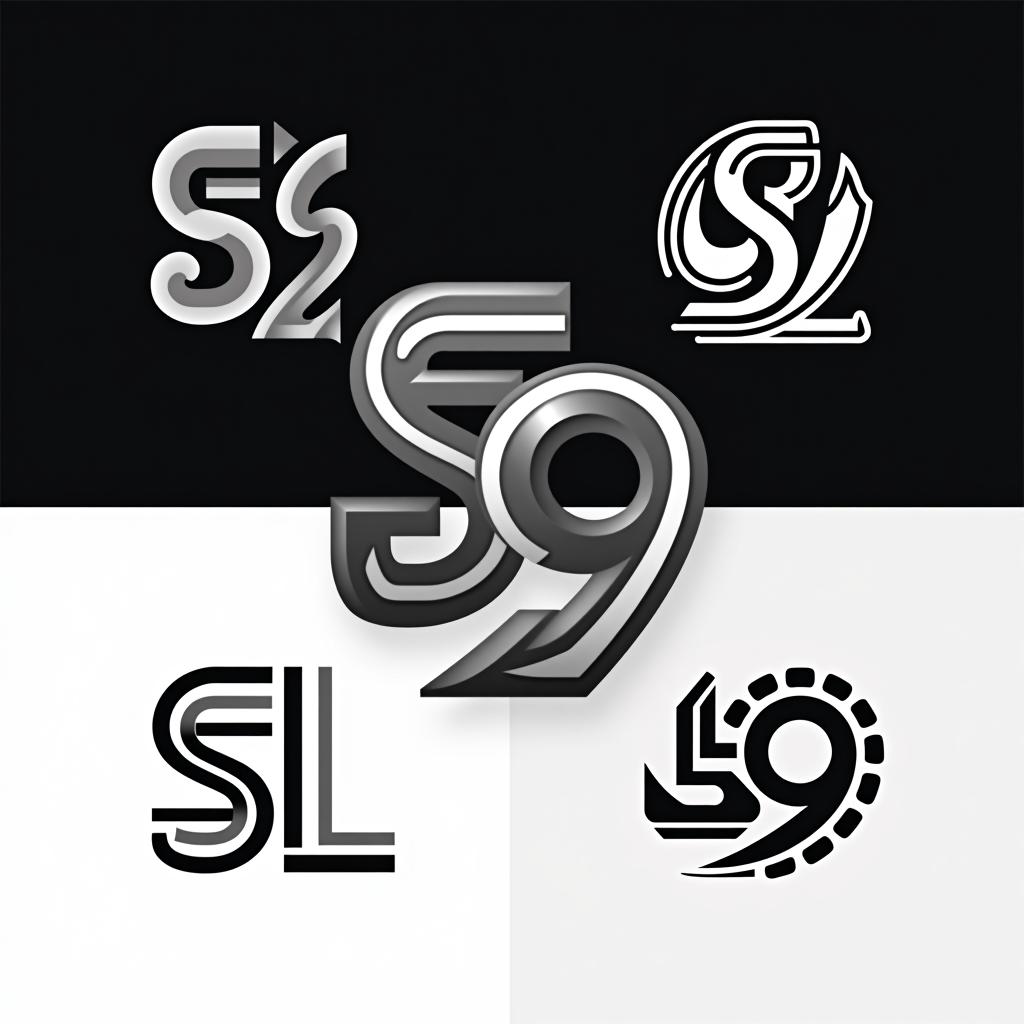  create a logo with the following letters: sl 9, (logo:1.15), hq, hightly detailed, 4k