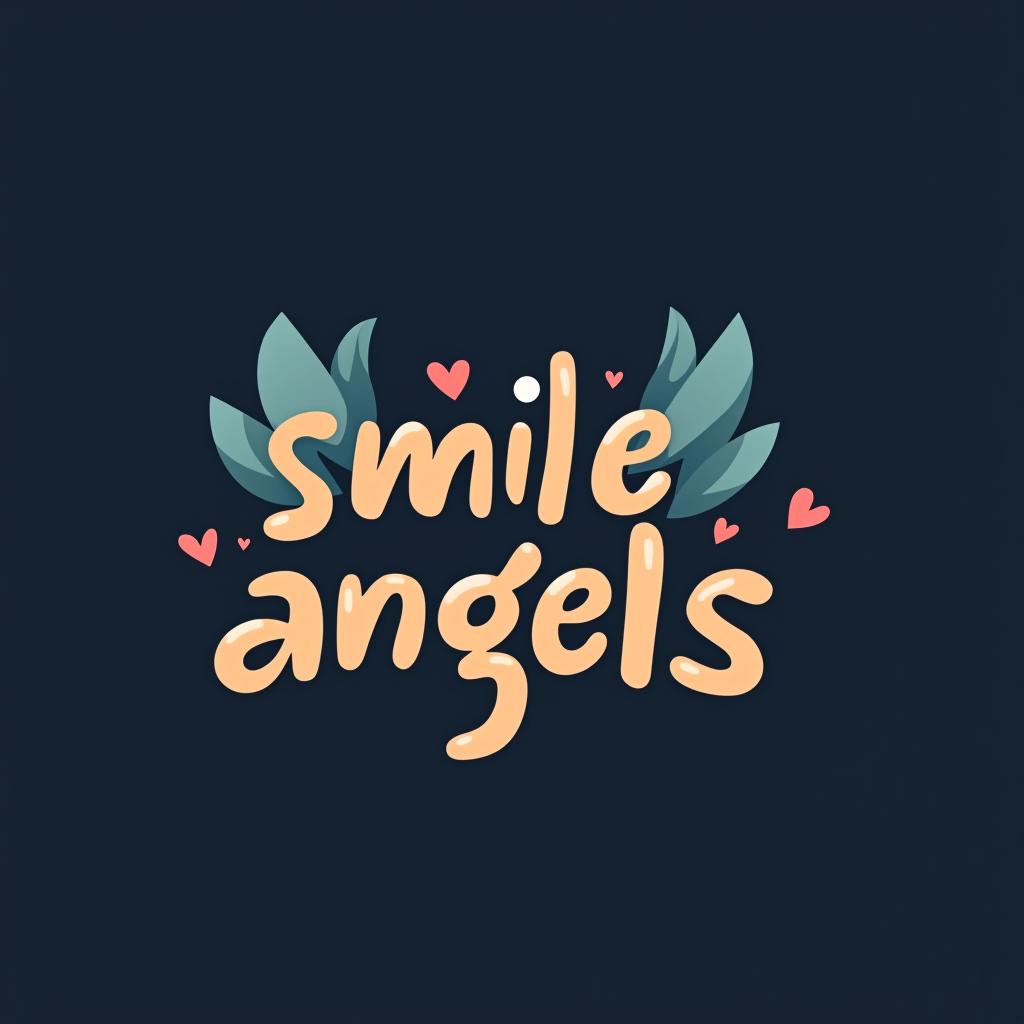  design a logo, in a abstract style. 水彩スタイル、ロゴ、海、青緑色、、白背景。, with the text 'smile angels'.