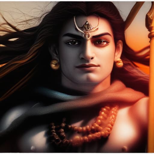 shiv ji hyperrealistic, full body, detailed clothing, highly detailed, cinematic lighting, stunningly beautiful, intricate, sharp focus, f/1. 8, 85mm, (centered image composition), (professionally color graded), ((bright soft diffused light)), volumetric fog, trending on instagram, trending on tumblr, HDR 4K, 8K