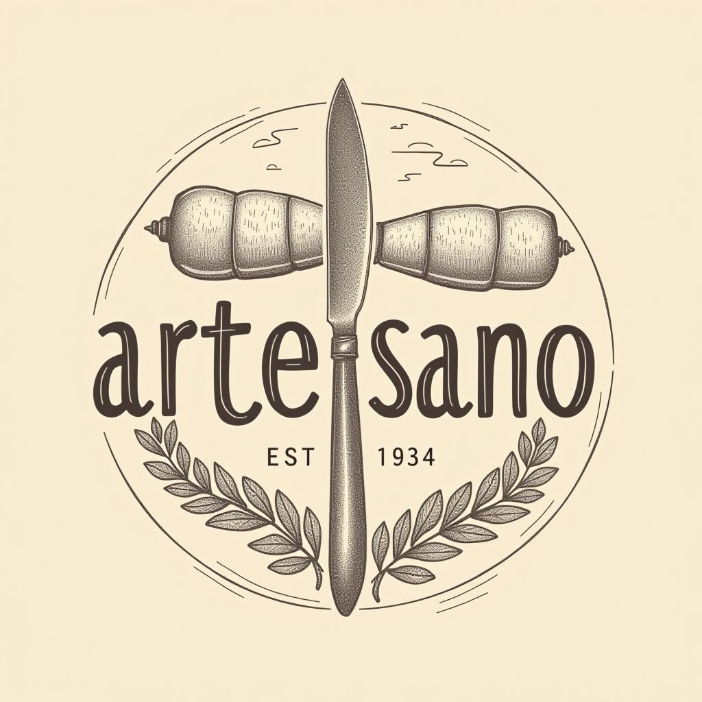  design a logo, in a pencil style. nombré de la marca “artesano” gastronomía, arte y tradición elegante y simple