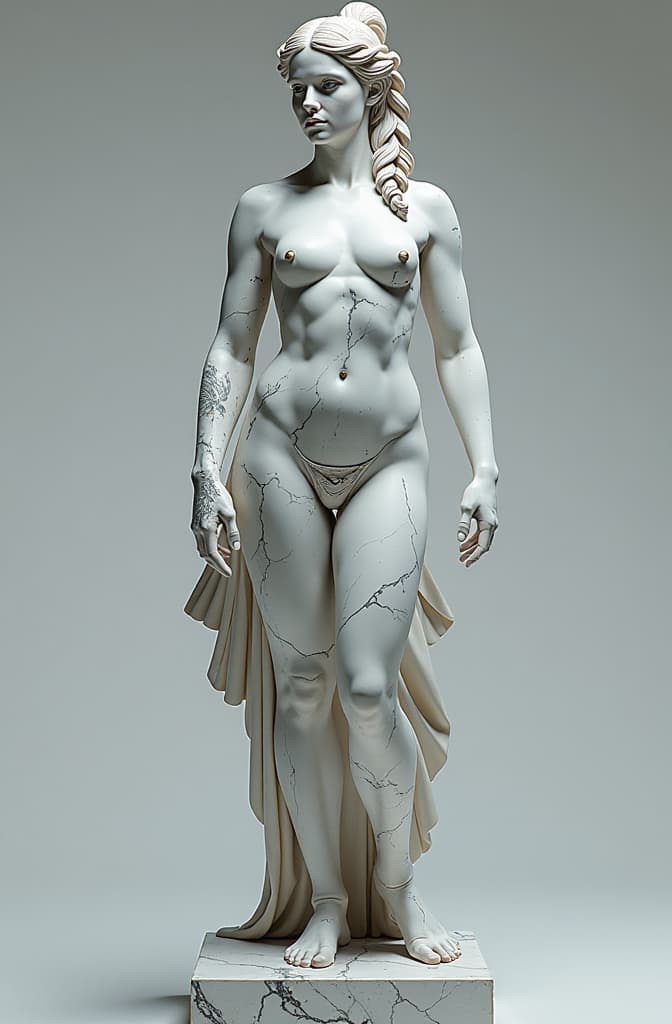  cantante francés, cabello negro y ojos marrones , statue made of marble, futuristic cybernetic, transhumanism, full body shot, perfect symmetrical body, perfect symmetrical face, hyper realistic, hyper detailed, by johannen voss, by peter kemp, by monia merlo, by michelangelo, octane render, blender, 8 k hyperrealistic, full body, detailed clothing, highly detailed, cinematic lighting, stunningly beautiful, intricate, sharp focus, f/1. 8, 85mm, (centered image composition), (professionally color graded), ((bright soft diffused light)), volumetric fog, trending on instagram, trending on tumblr, HDR 4K, 8K