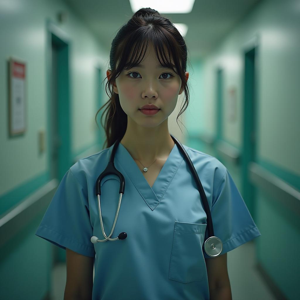  school nurse hyperrealistic, full body, detailed clothing, highly detailed, cinematic lighting, stunningly beautiful, intricate, sharp focus, f/1. 8, 85mm, (centered image composition), (professionally color graded), ((bright soft diffused light)), volumetric fog, trending on instagram, trending on tumblr, HDR 4K, 8K