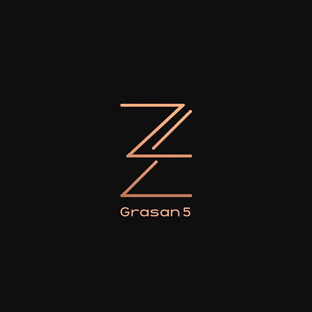  design a logo, minimal line logo of create a letterform logo for ‘grasan 5’ featuring a stylish ‘z’, to reflect the brand’s trendy and contemporary fashion offerings. a rose, vector, gold lines and black background, with the text '透かしの刃'.