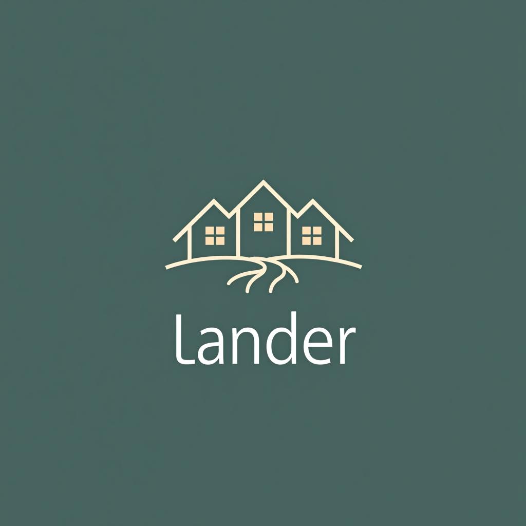  design a logo, minimal line logo in the theme of real estate, with the text ‘lander’