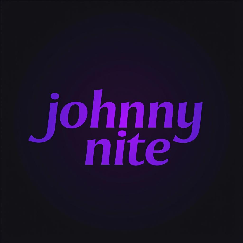  design a logo, in a threedrender style. knight purple and black, with the text 'johnny nite'.