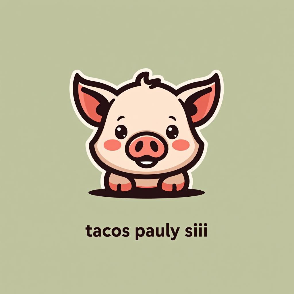  design a logo, cute pig , with the text 'tacos pauly siiiii'.