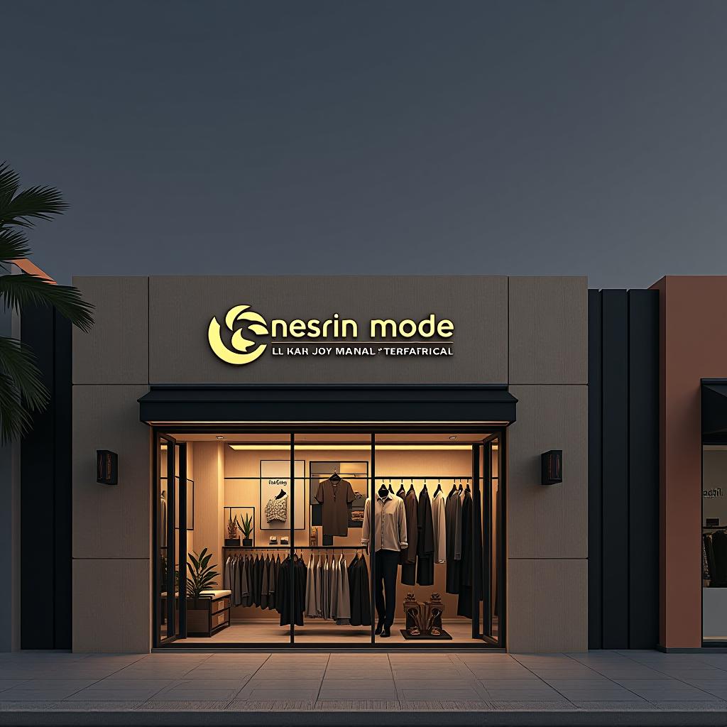  design a logo, in a realism style. erstelle mir ein logo für ein kleider laden im dubai style , with the text 'nesrin mode '.