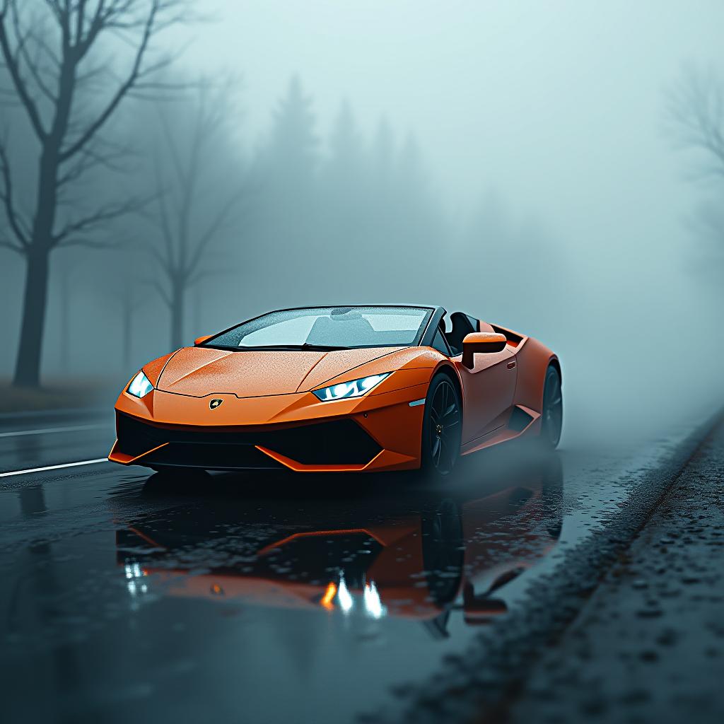  lamborghini cabriolet hyperrealistic, full body, detailed clothing, highly detailed, cinematic lighting, stunningly beautiful, intricate, sharp focus, f/1. 8, 85mm, (centered image composition), (professionally color graded), ((bright soft diffused light)), volumetric fog, trending on instagram, trending on tumblr, HDR 4K, 8K