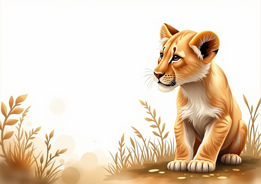  watercolor background with lion cub border