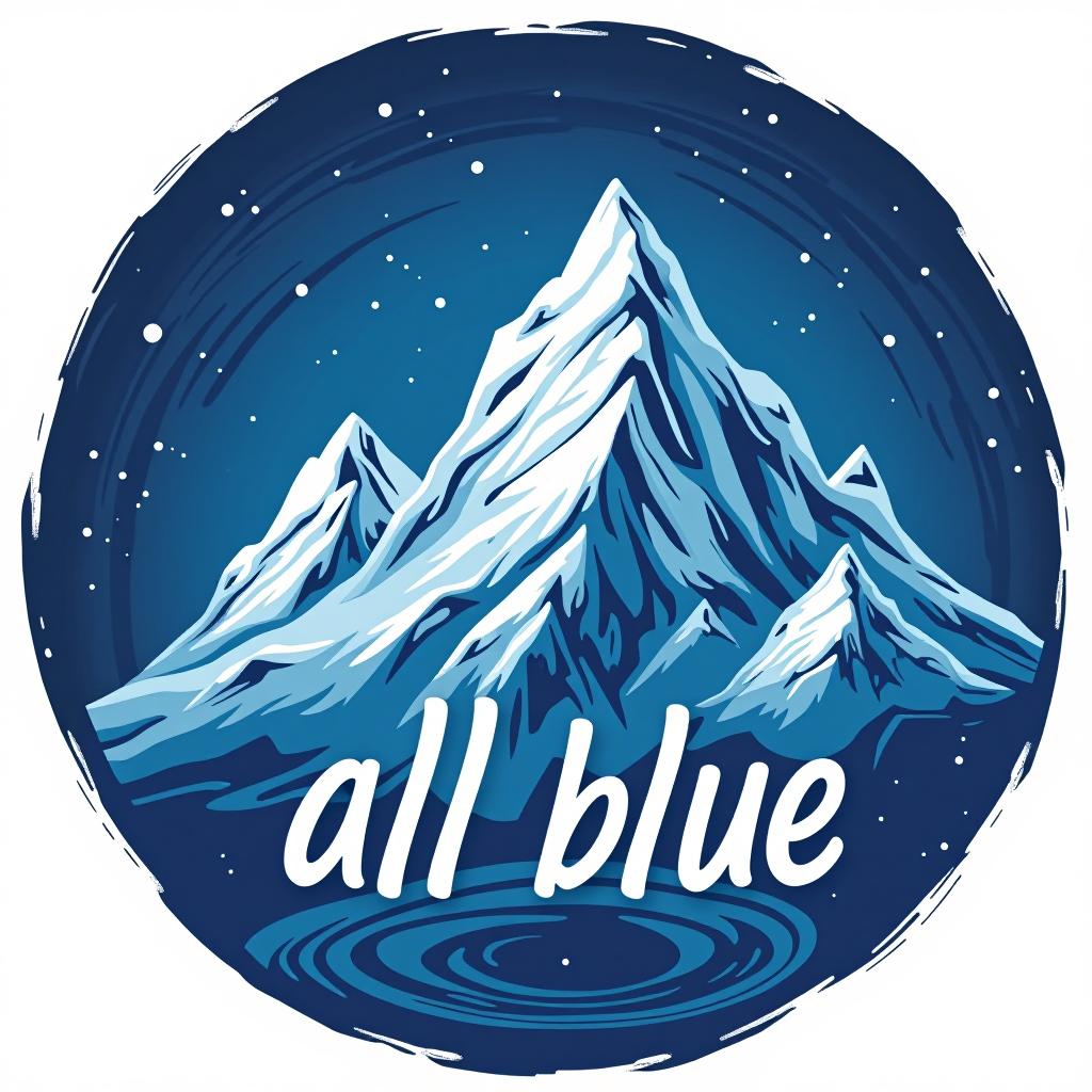  design a logo, la planete terre avec les aiguilles nord sud est ouest dans l’univers one piece., with the text 'all blue'.