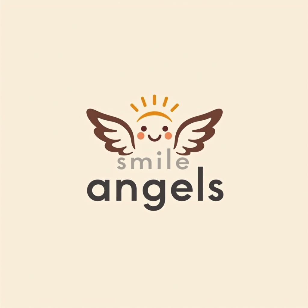  design a logo, in a geometric style. 水彩スタイル、ロゴ、海、青緑色、、白背景。, with the text 'smile angels'.