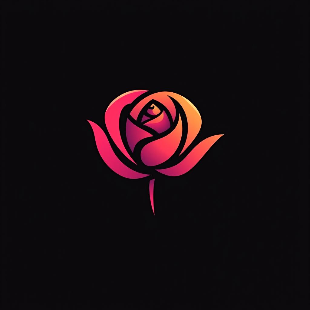  design a logo, logo minimaliste d'une rose, vectoriel, lignes dorées et fond noir