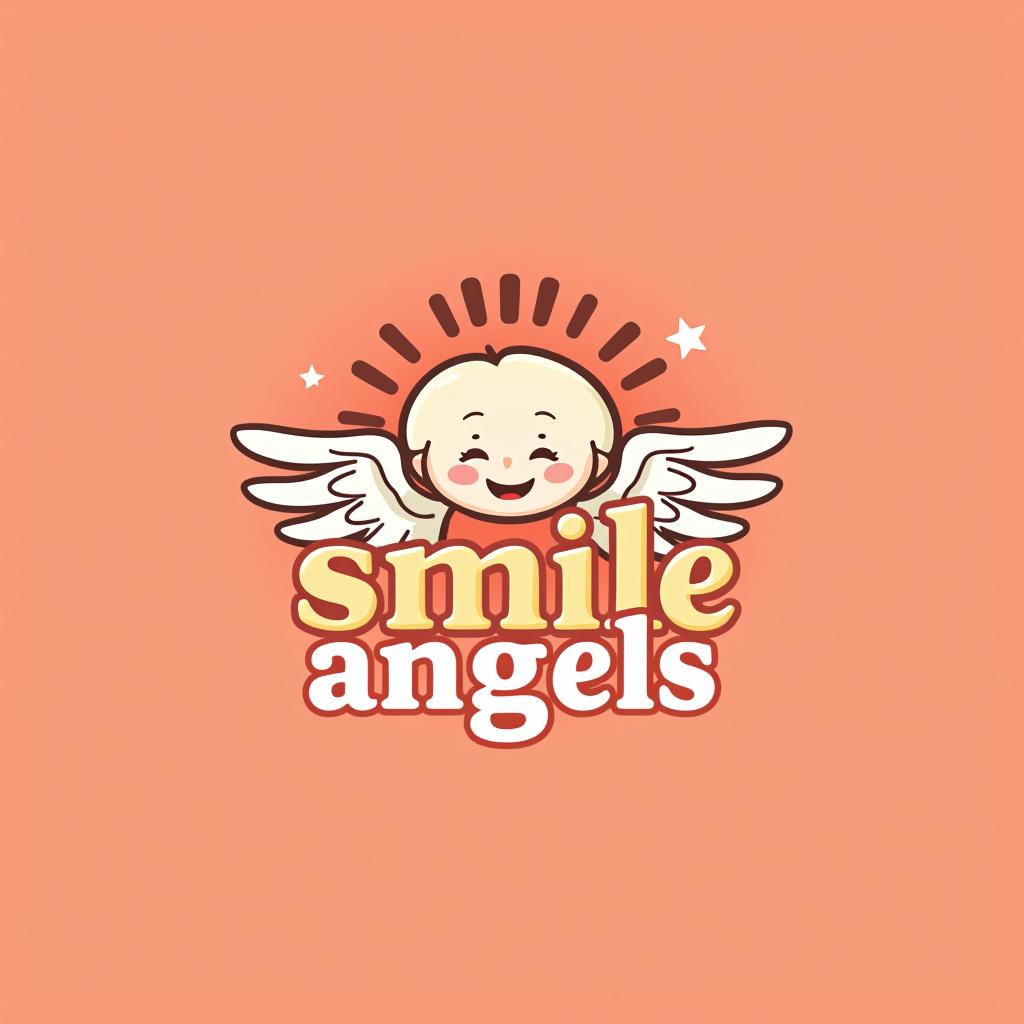  design a logo, in a realism style. 水彩スタイル、ロゴ、海、青緑色、、白背景。, with the text 'smile angels'.