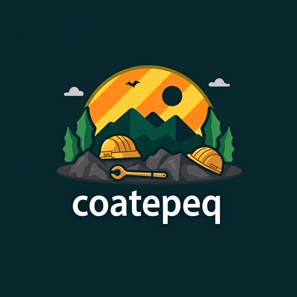  design a logo, construction environment surrounded of nature with the company name at the bottom with construction tools, with the text 'coatepeq'.