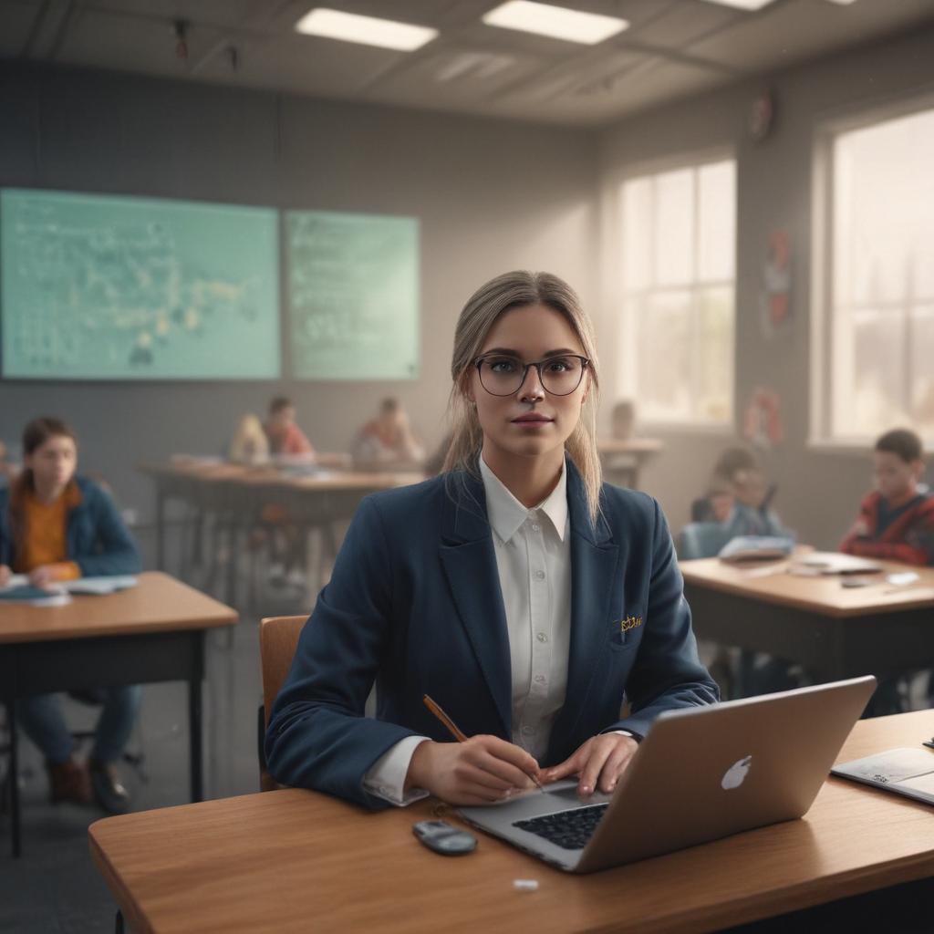 ((masterpiece)),(((best quality))), 8k, high detailed, ultra detailed,A spooky teacher lecturing on Bitcoin to primary school students, laptops, blockchain diagrams, scared expressions, learning environment hyperrealistic, full body, detailed clothing, highly detailed, cinematic lighting, stunningly beautiful, intricate, sharp focus, f/1. 8, 85mm, (centered image composition), (professionally color graded), ((bright soft diffused light)), volumetric fog, trending on instagram, trending on tumblr, HDR 4K, 8K