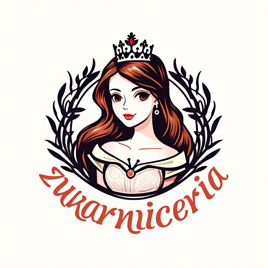  design a logo, logo con una princesa resaltante así como resaltó de la letra o y la letra z , with the text 'zukarniceria princess'.