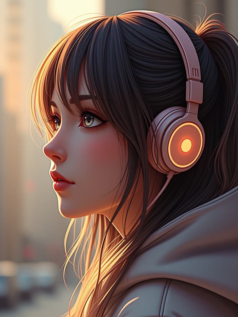  headphones, boyish girls, masterpiece, best quality,8k,ultra detailed,high resolution,an extremely delicate and beautiful,hyper detail