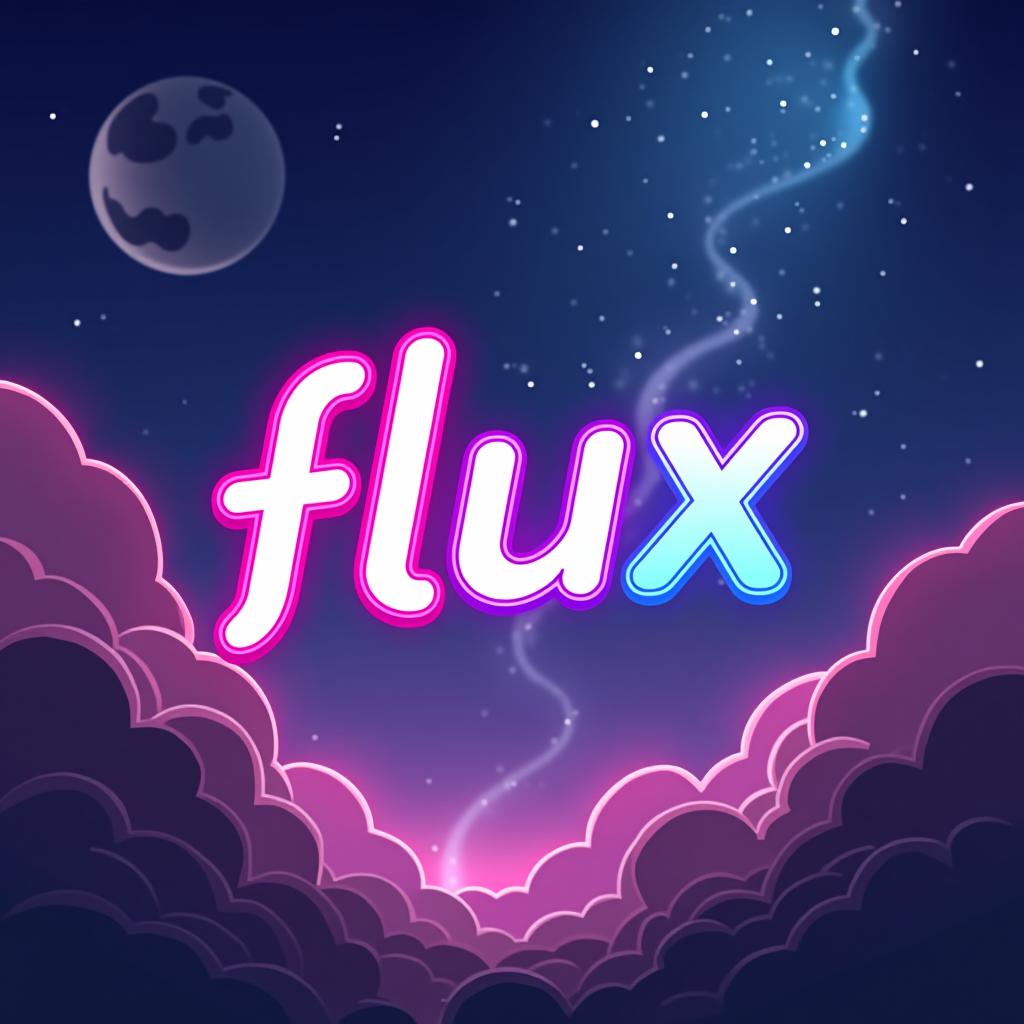  anime, anime sytle, anime image, cartoon, real cartoon, real anime, logo of text "flux anime" in anime background