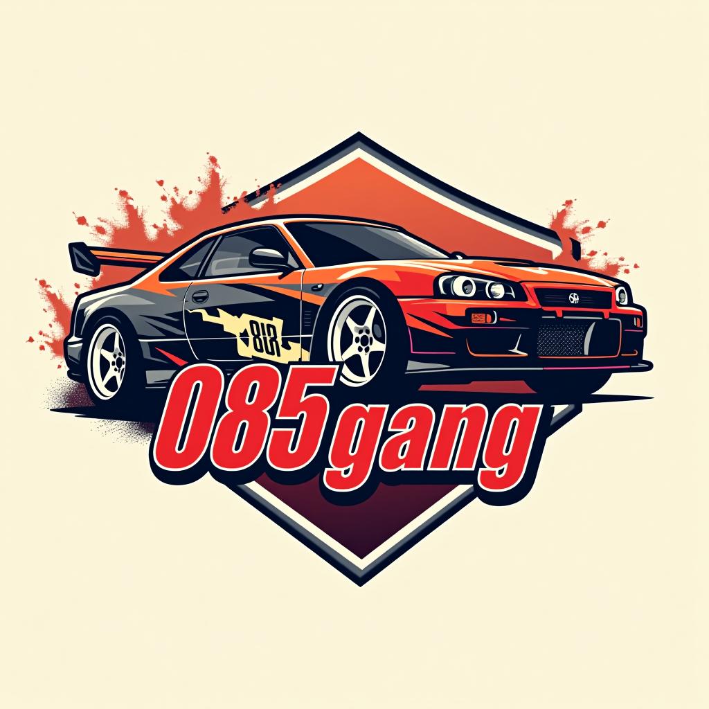  design a logo, equipe de carros de corrida motores arrancadas drift , with the text '085 gang'.