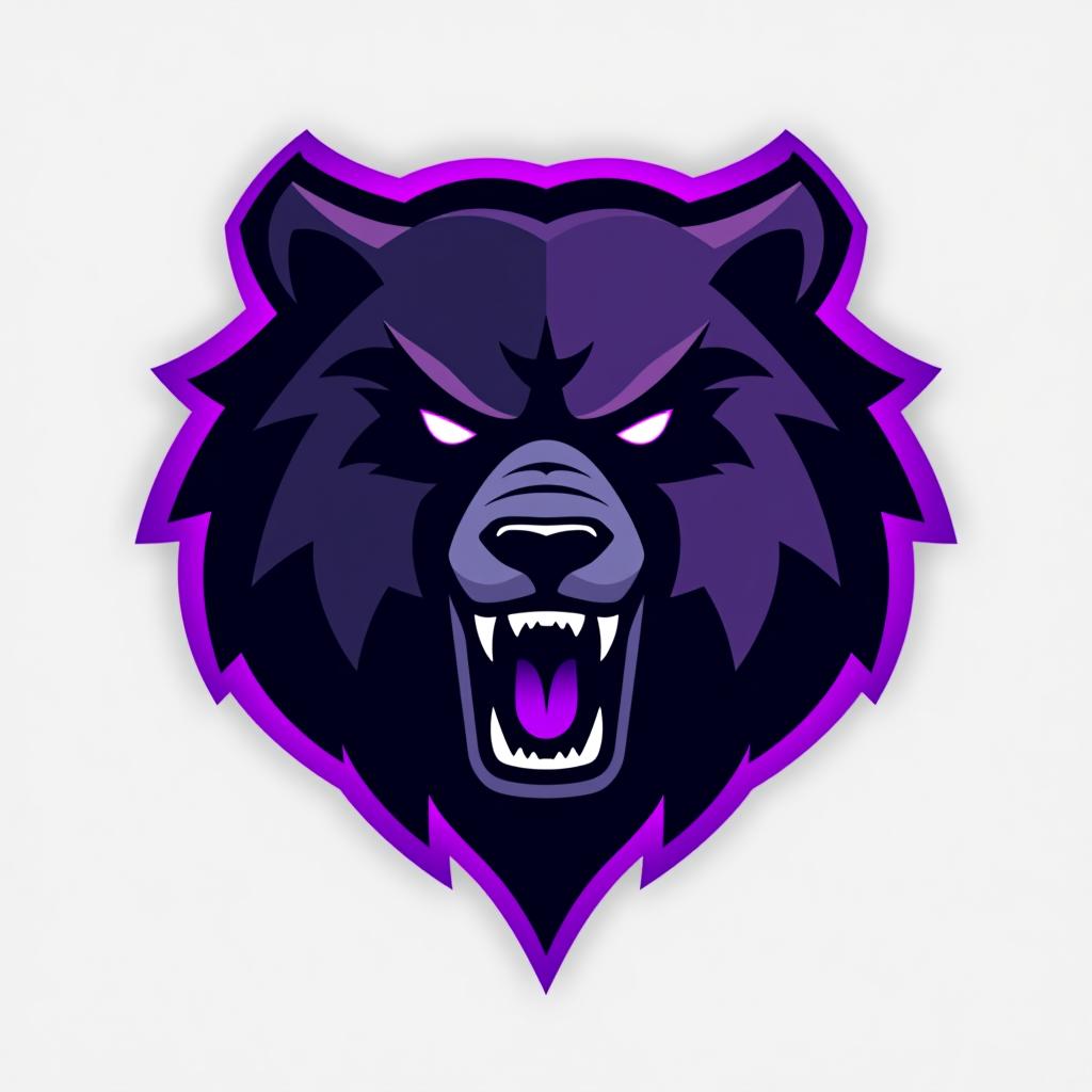  design a logo, esports logo, angry bear, black and purple color