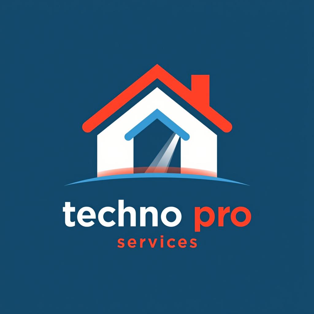  design a logo, in a threedrender style. maison neuve connecté tête thermostat 19 degrés, with the text 'techno pro services'.