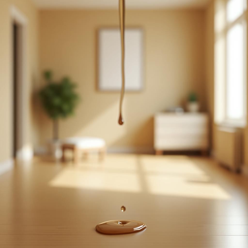  the background of the room is bright with a blurred beige tone, and in the foreground, there is a drip chamber.