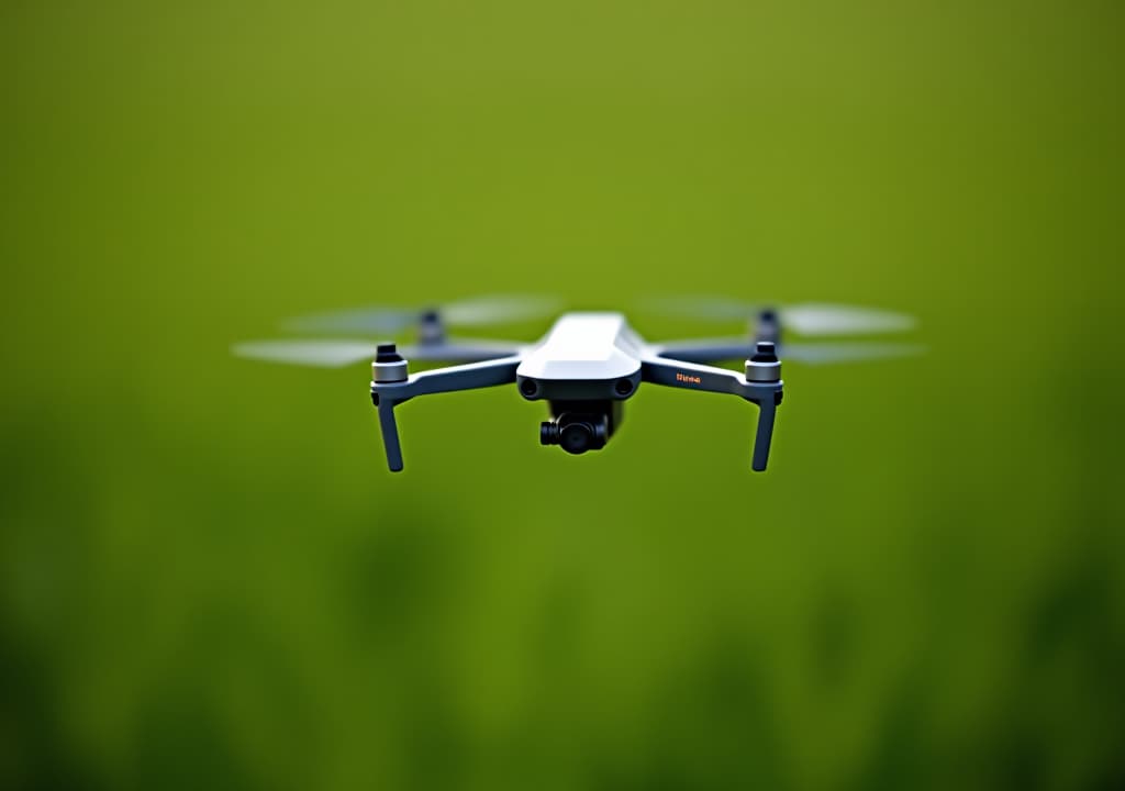  a drone flying over a cornfield, smart tech used for monitoring the fields in agriculture, automation and innovation through artificial intelligence