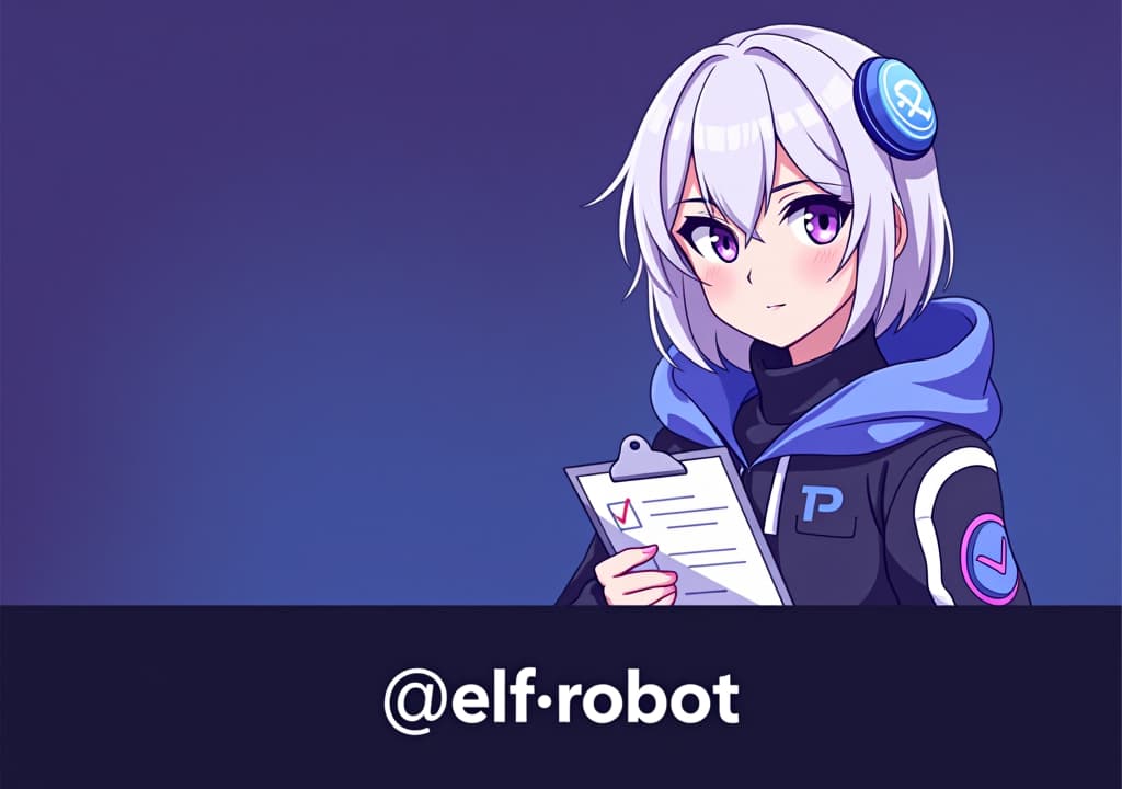  good quality, high quality, a profile picture for a telegram group management bot featuring emilia from re:zero. emilia is depicted with her silver hair and purple eyes, holding a stylized clipboard with a checklist. the background is a soft gradient of purple and blue, symbolizing efficiency and organization. a banner at the bottom reads, "no.1 telegram group management bot @elf robot" in clean, modern font.