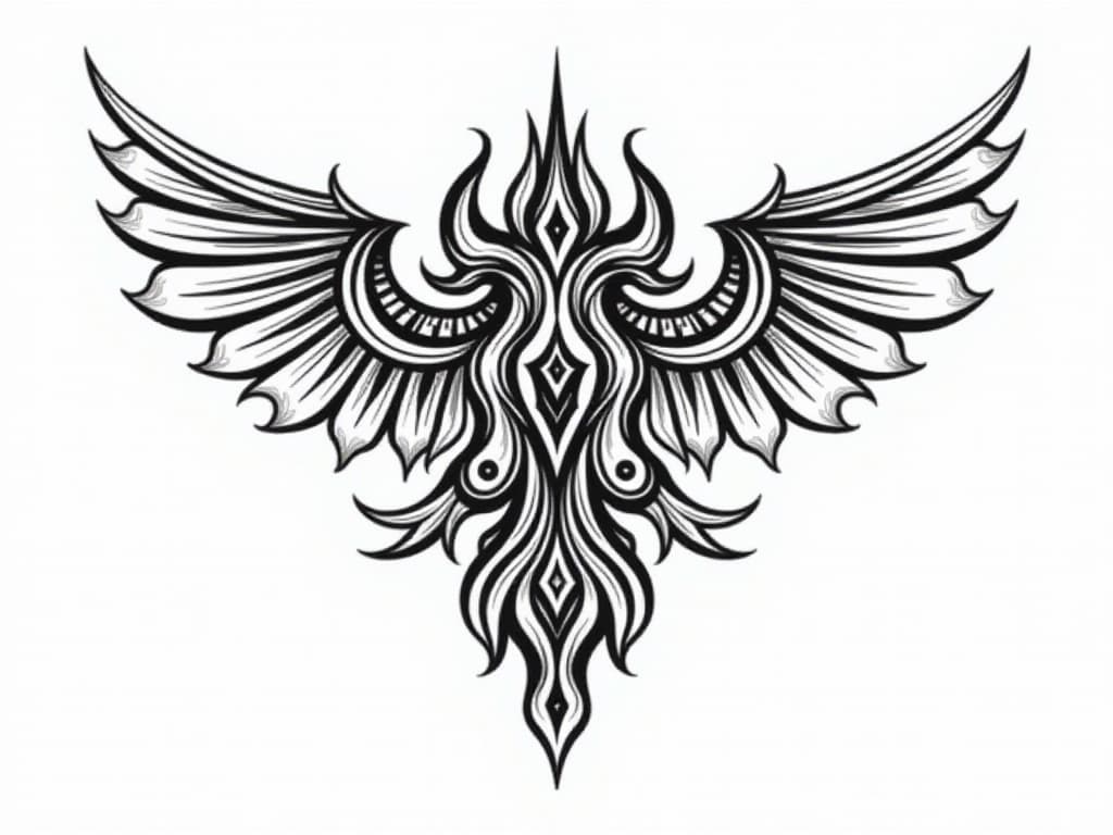  create a tattoo design of tribal, in the style of tribal which is featuring bold, black, geometric patterns and shapes, often with cultural or symbolic significance, on a white background