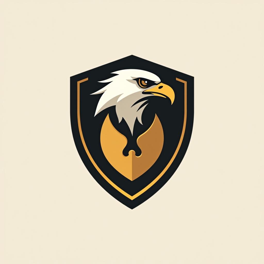  design a logo, create an emblem logo using an eagle’s eye and a shield, emphasizing the company’s focus on vigilance and protection.